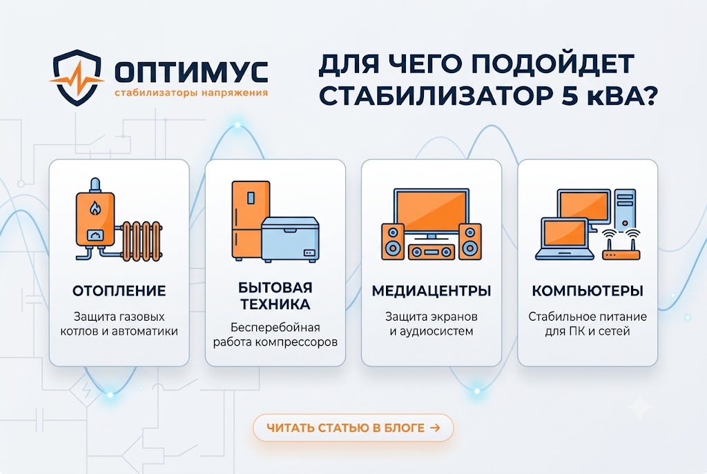 Стабилизатор 5 кВА — для чего подойдет и какую нагрузку выдержит Стабилизатор 5 кВА — для чего подойдет и какую нагрузку выдержит