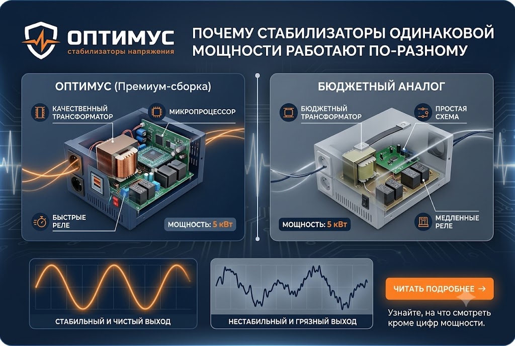 Почему стабилизаторы одинаковой мощности могут работать по-разному Почему стабилизаторы одинаковой мощности могут работать по-разному